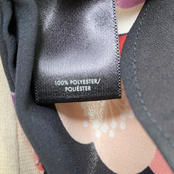 Ann Taylor Bow Cuff Black Blouse with Multicolor Floral Pattern. Size S - Picture 11 of 11